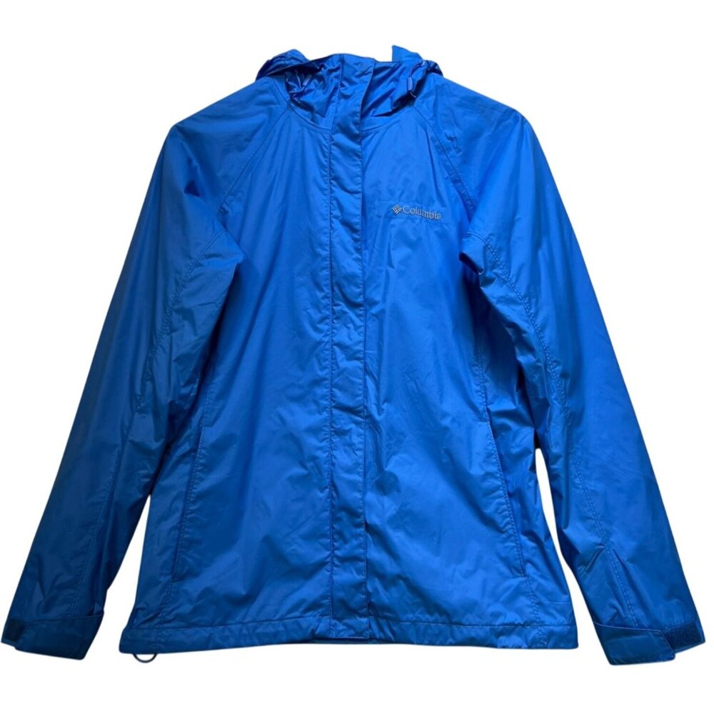 Columbia Women's Waterproof Hooded Jacket Long Sleeve Size M Blue Full Zipper